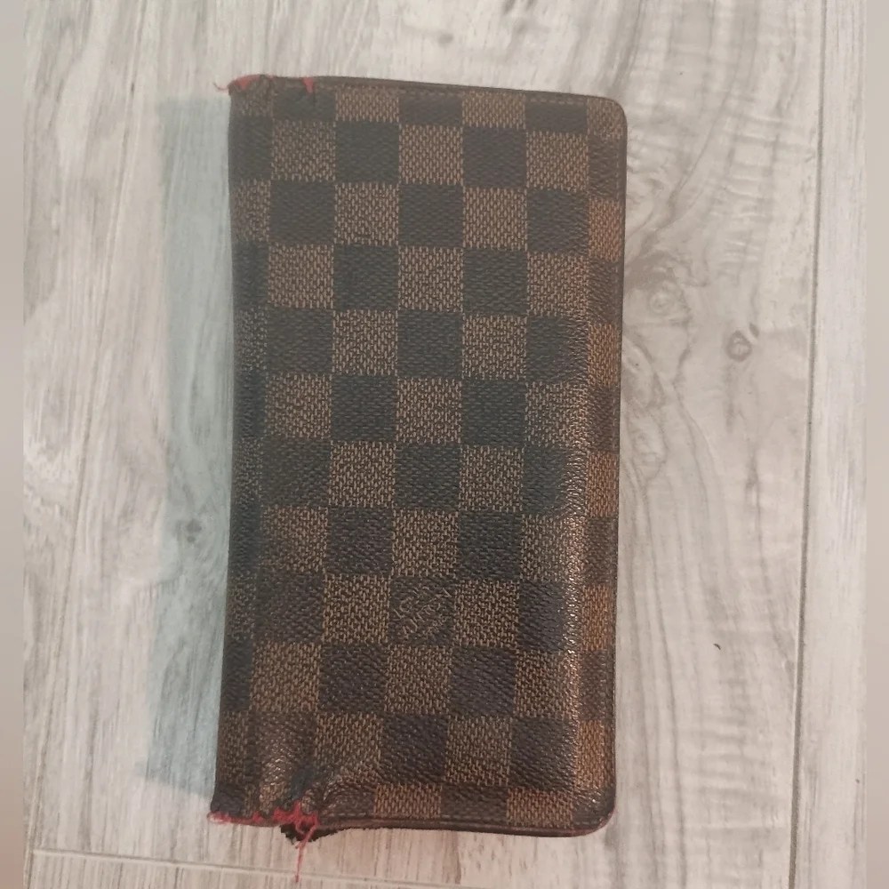 Vintage Louis Vuitton Damier Brazza Wallet BrownBi-Fold Large Authentic Check